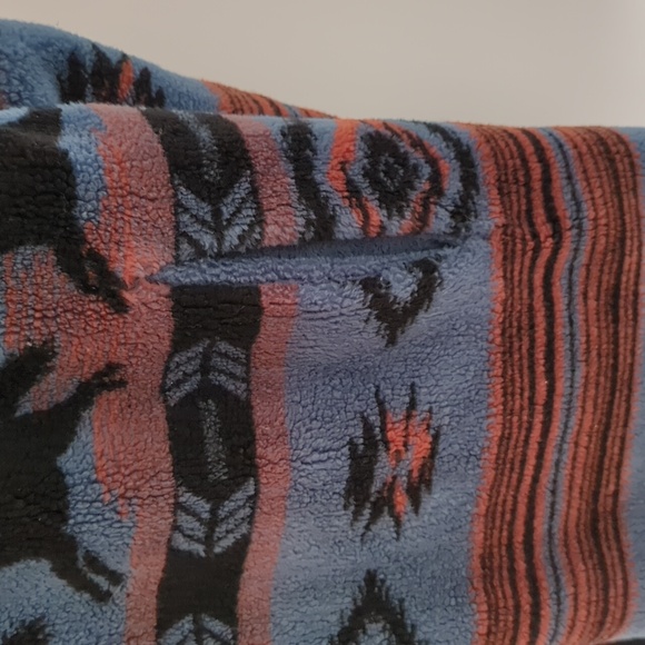 Vintage Deep Pile Western Horse Fleece Oversized Coat Winter Jacket Reversible - Picture 6 of 6